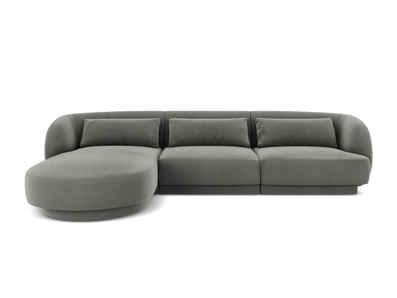 Coltar stanga 4 locuri, Tulum, Cosmopolitan Design, 255x156x70 cm, catifea, gri deschis - imagine 7